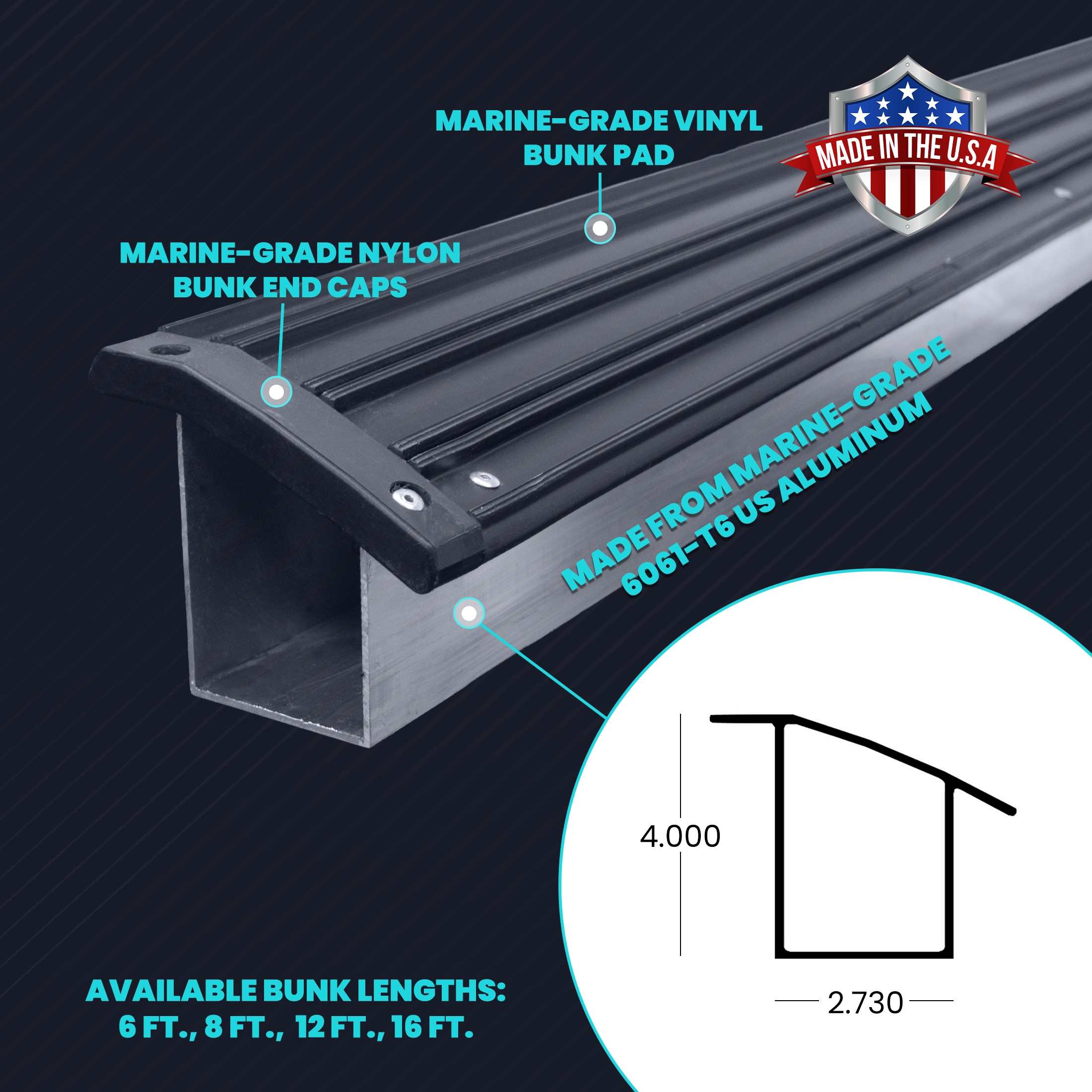 4” Aluminum Universal Bunks